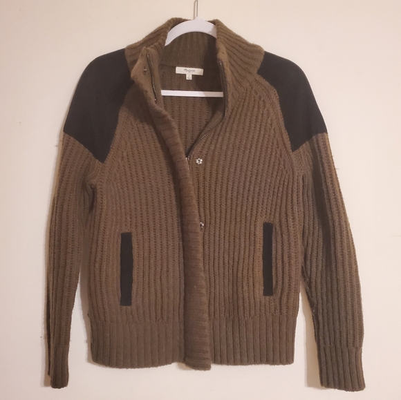 Madewell Uphill Olive Green Ribbed Sweater - Picture 2 of 8